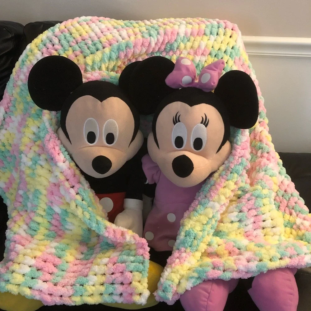 New HANDMADE croqueted Baby Blanket or Throw